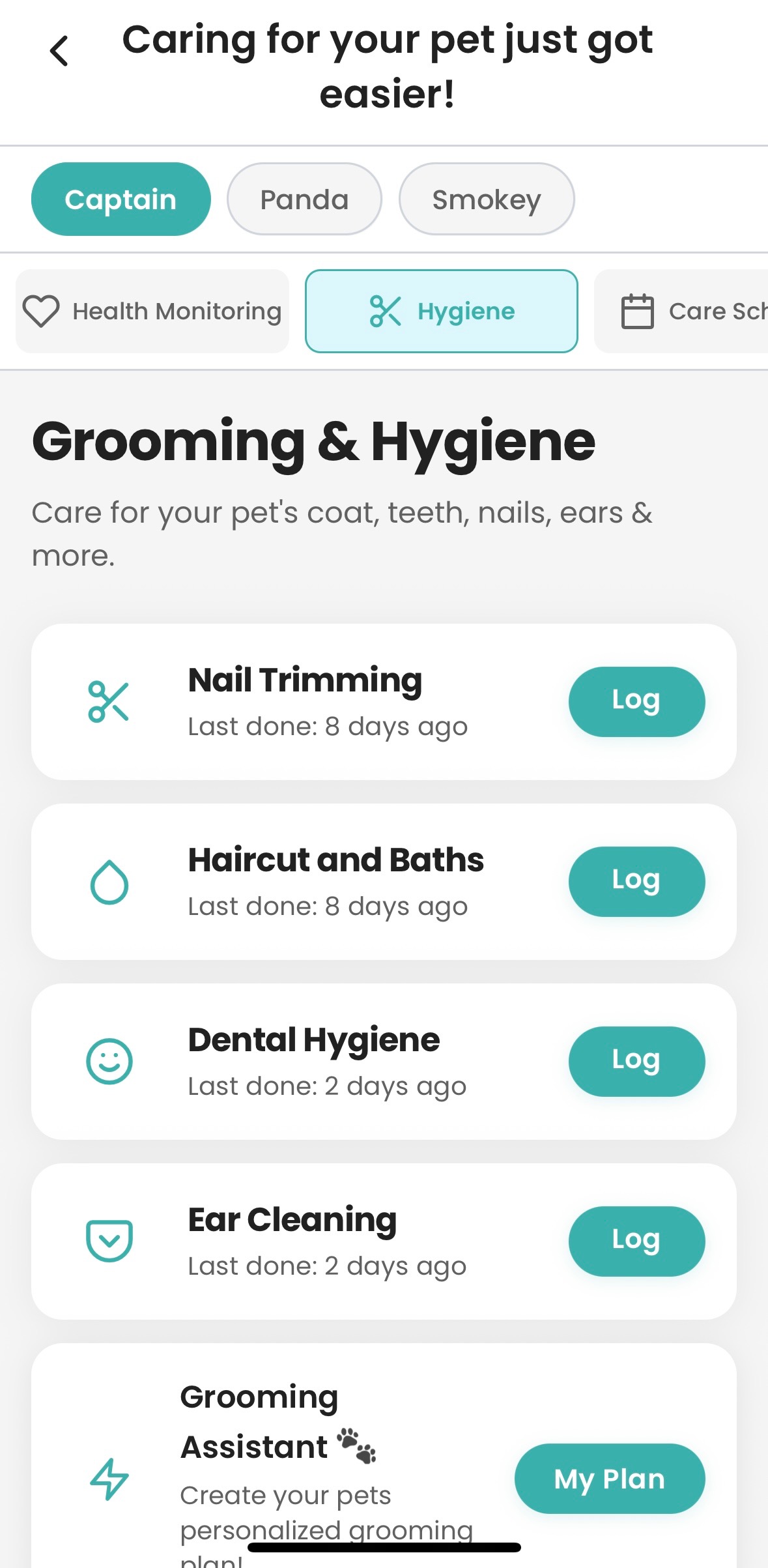 PawMD mobile app interface showing pawhub; a pet parents best friend features, veterinary clinic integration, and AI-powered tools